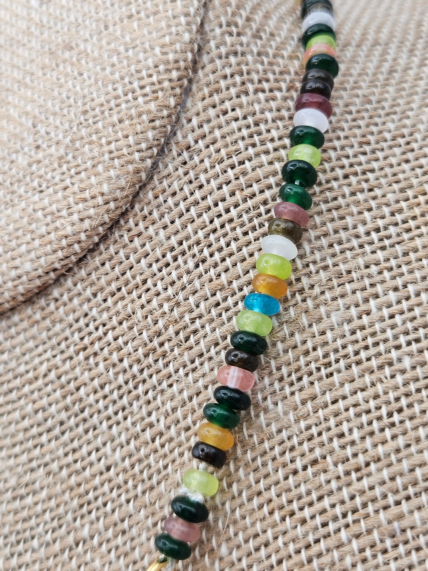 14k GF Multi-Color Jade Charm Clasp Necklace