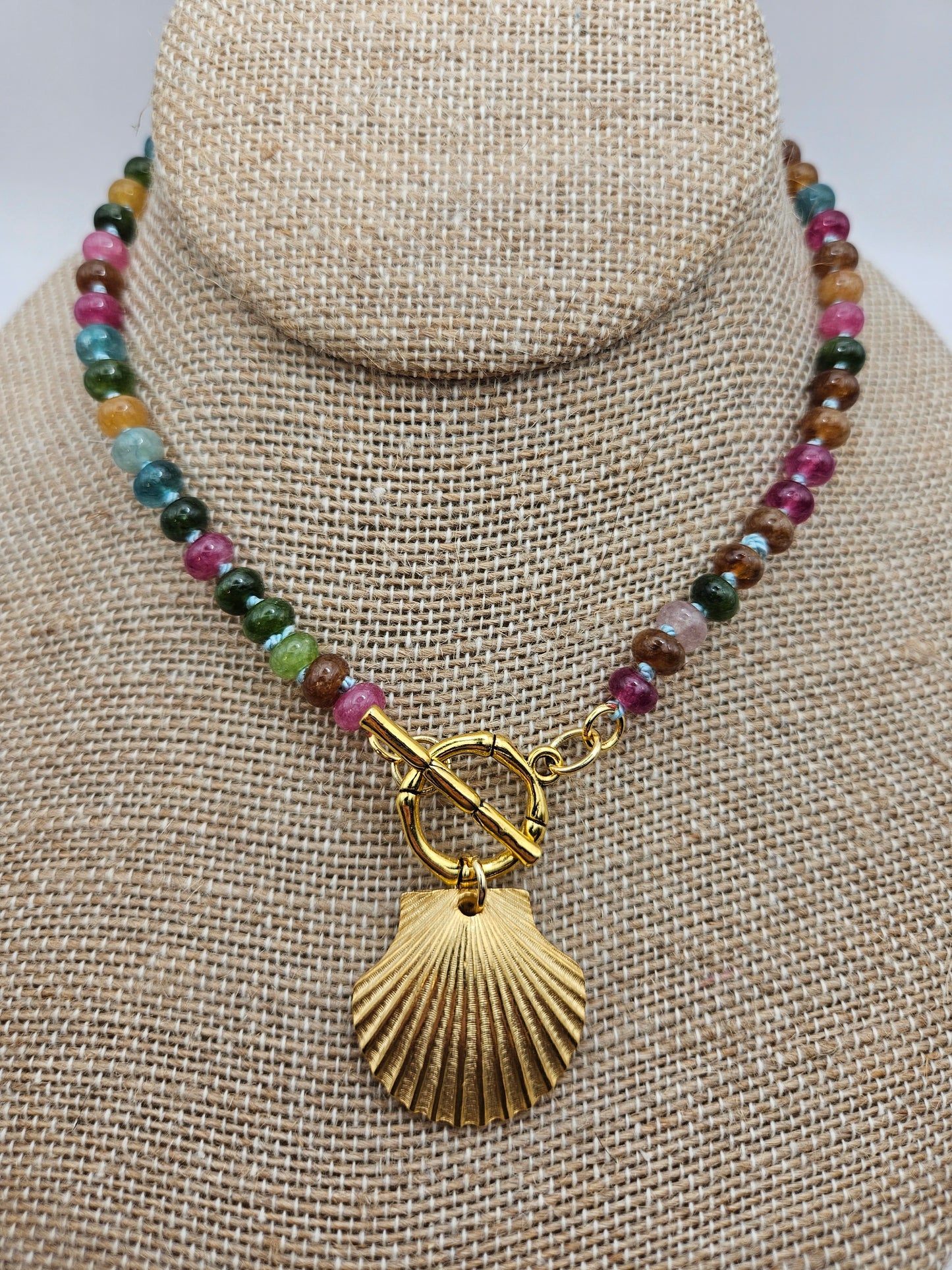 14k GF Tourmaline Charm Clasp Necklace