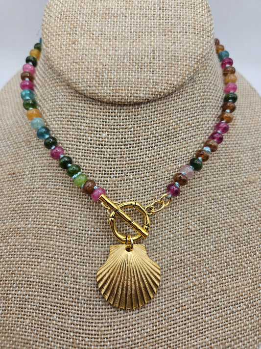 14k GF Tourmaline Charm Clasp Necklace