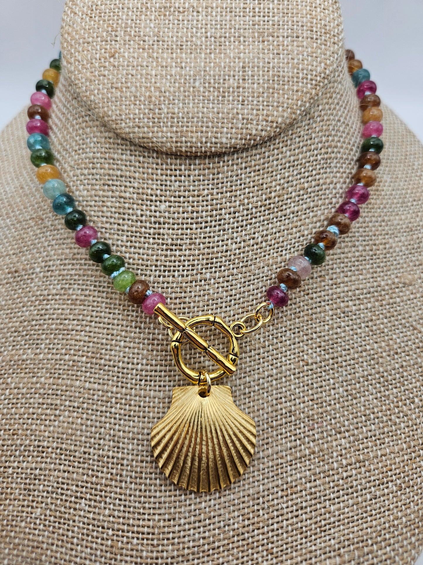 14k GF Tourmaline Charm Clasp Necklace