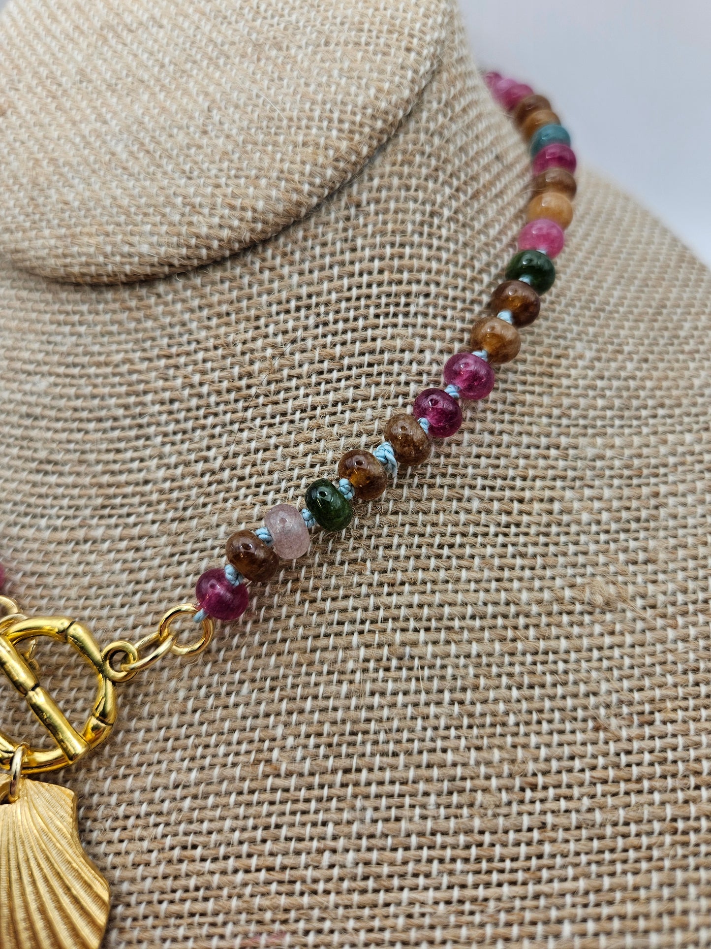 14k GF Tourmaline Charm Clasp Necklace