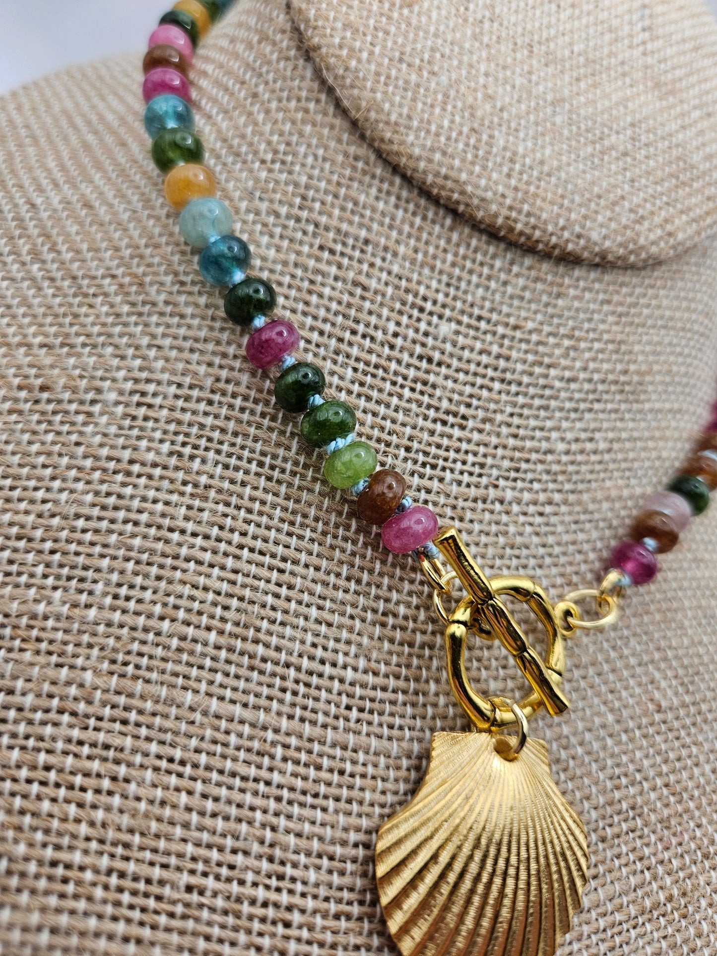 14k GF Tourmaline Charm Clasp Necklace