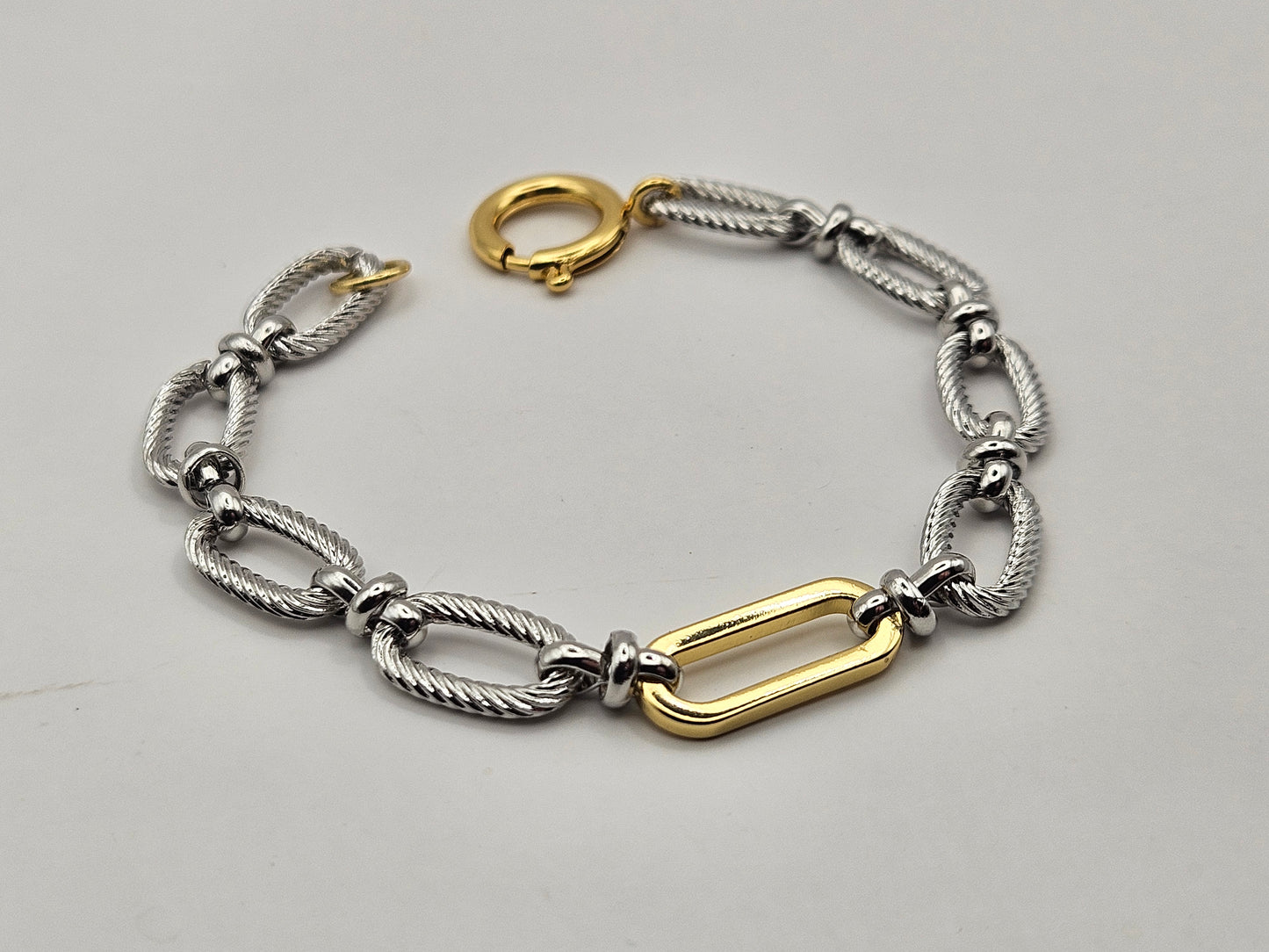 14k Gold Filled Large Link Mixed Metal Bracelet