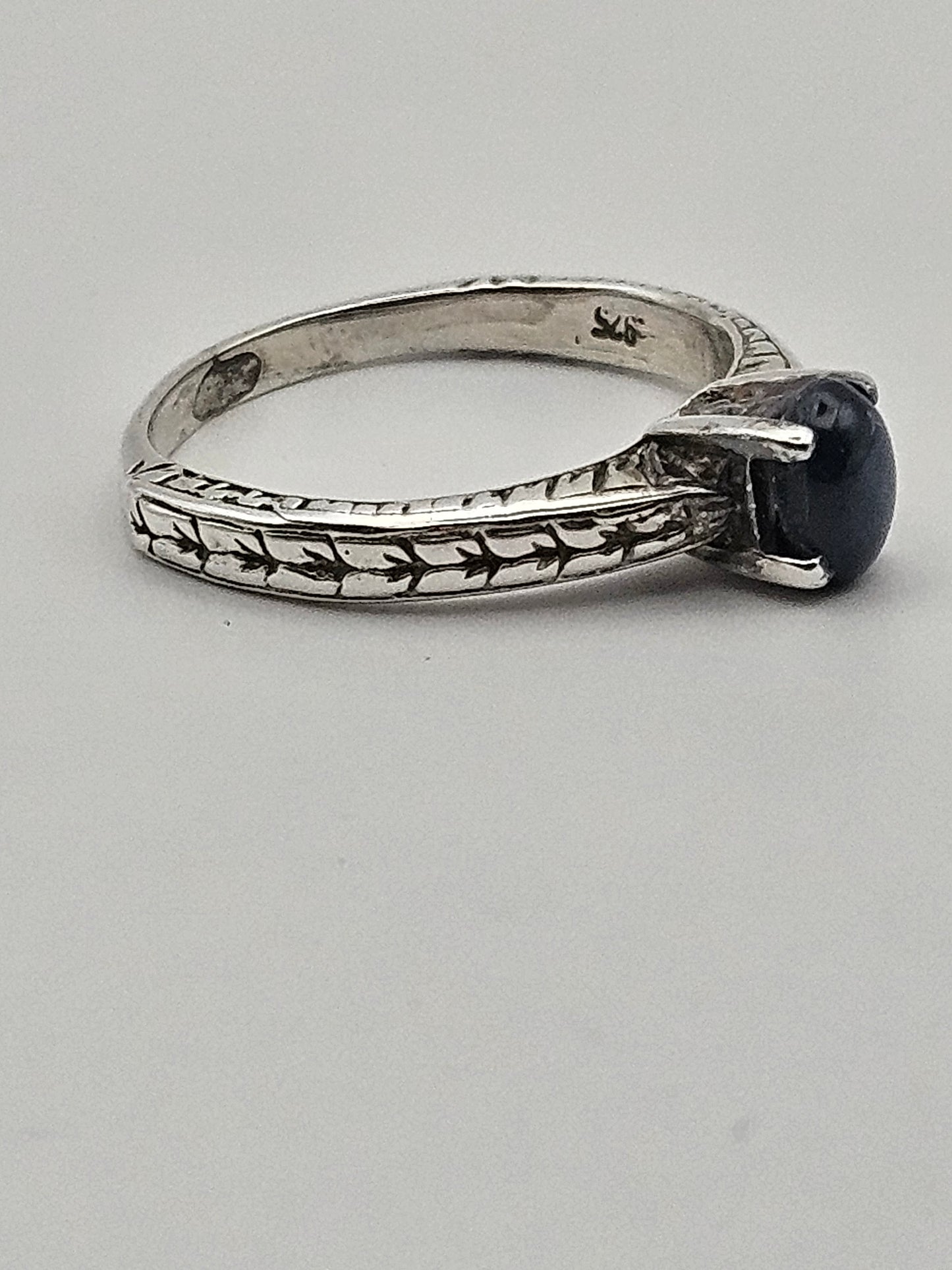 Antique Art Deco Blue Star Sapphire Sterling Ring