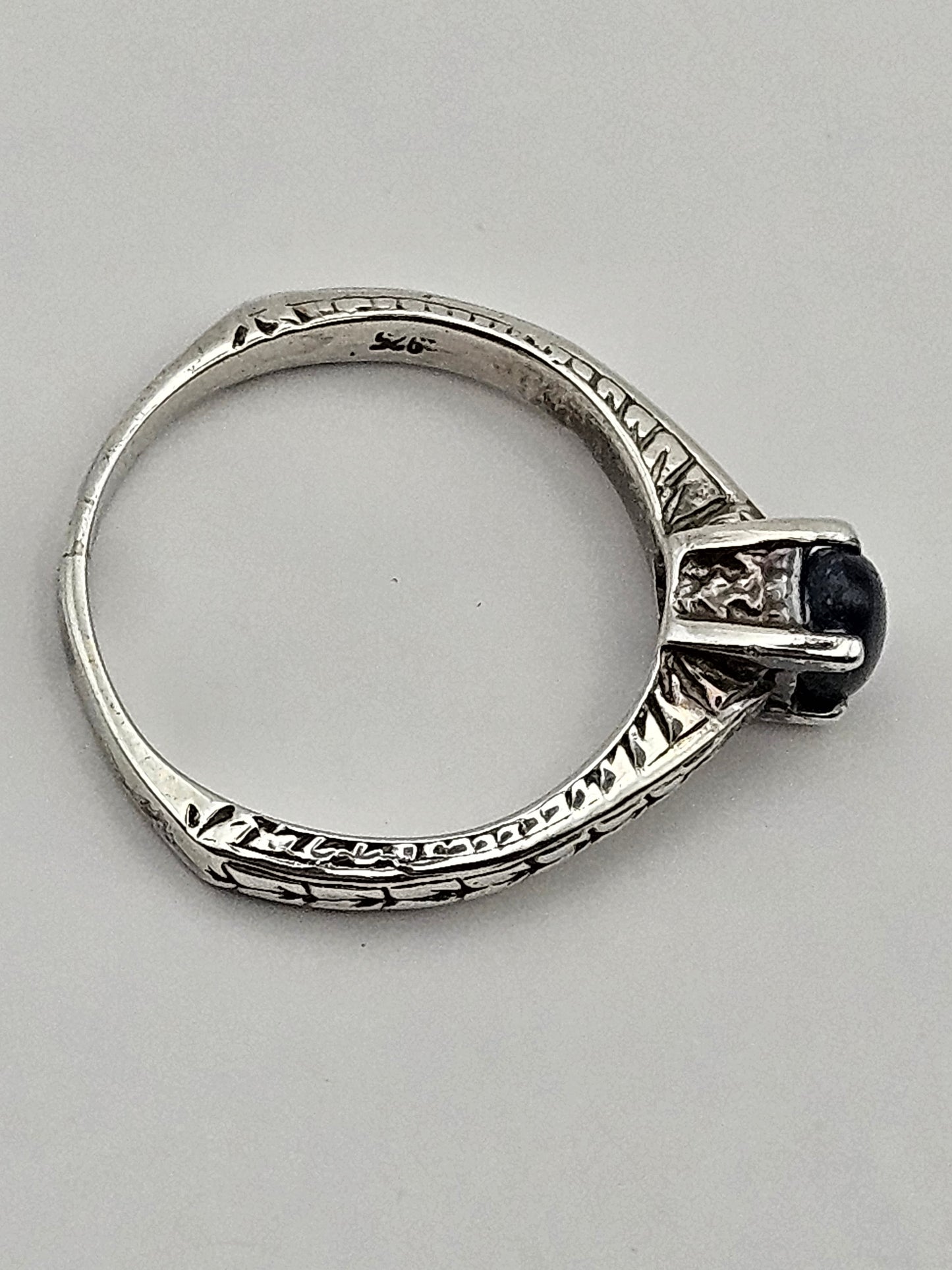Antique Art Deco Blue Star Sapphire Sterling Ring