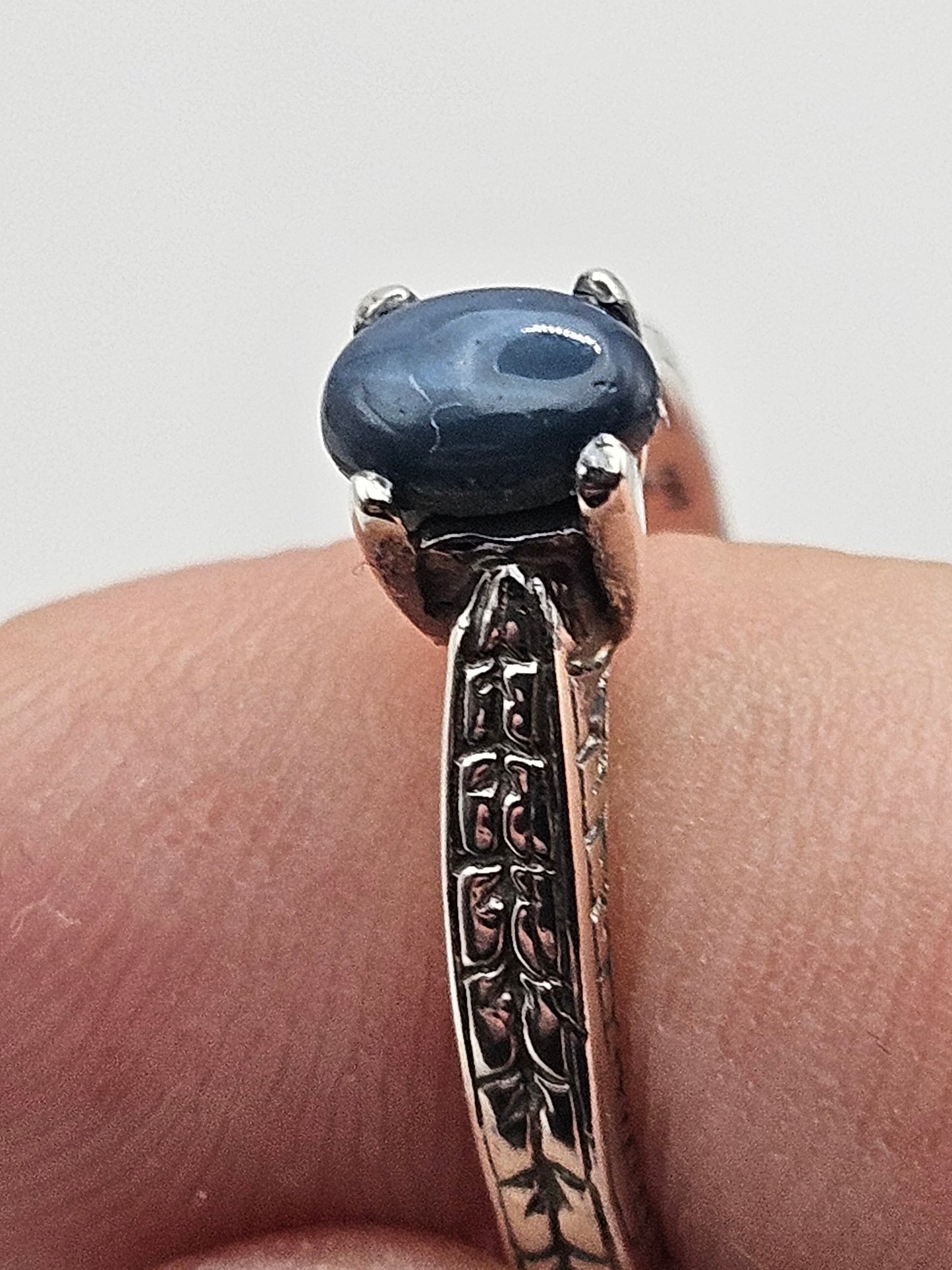 Antique Art Deco Blue Star Sapphire Sterling Ring