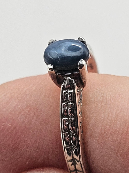 Antique Art Deco Blue Star Sapphire Sterling Ring