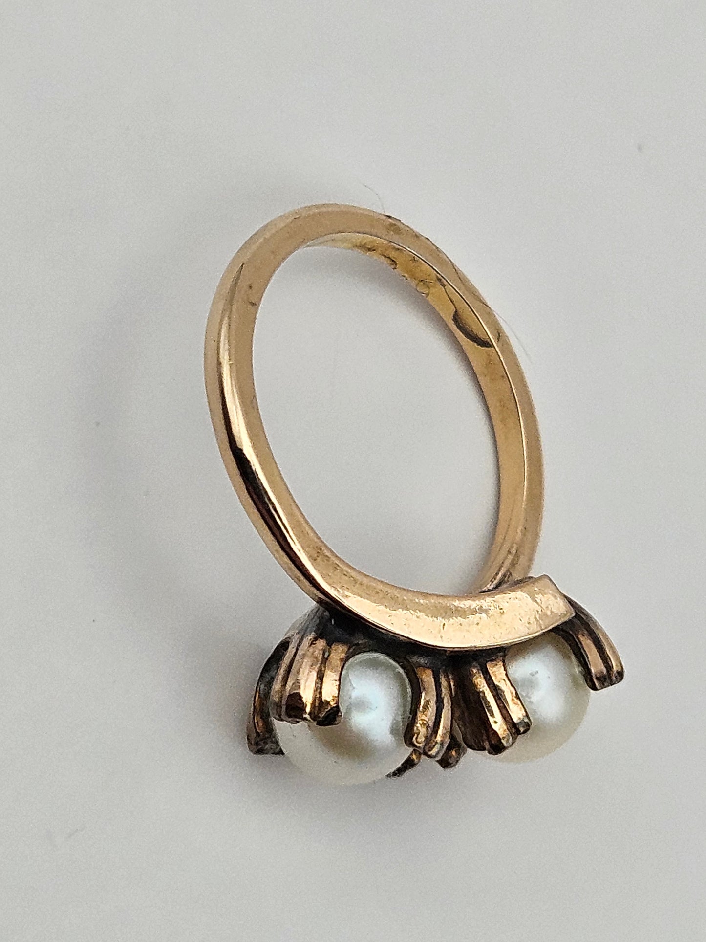 Vintage 1940's Cultured Pearl 12k Gold Filled Ring