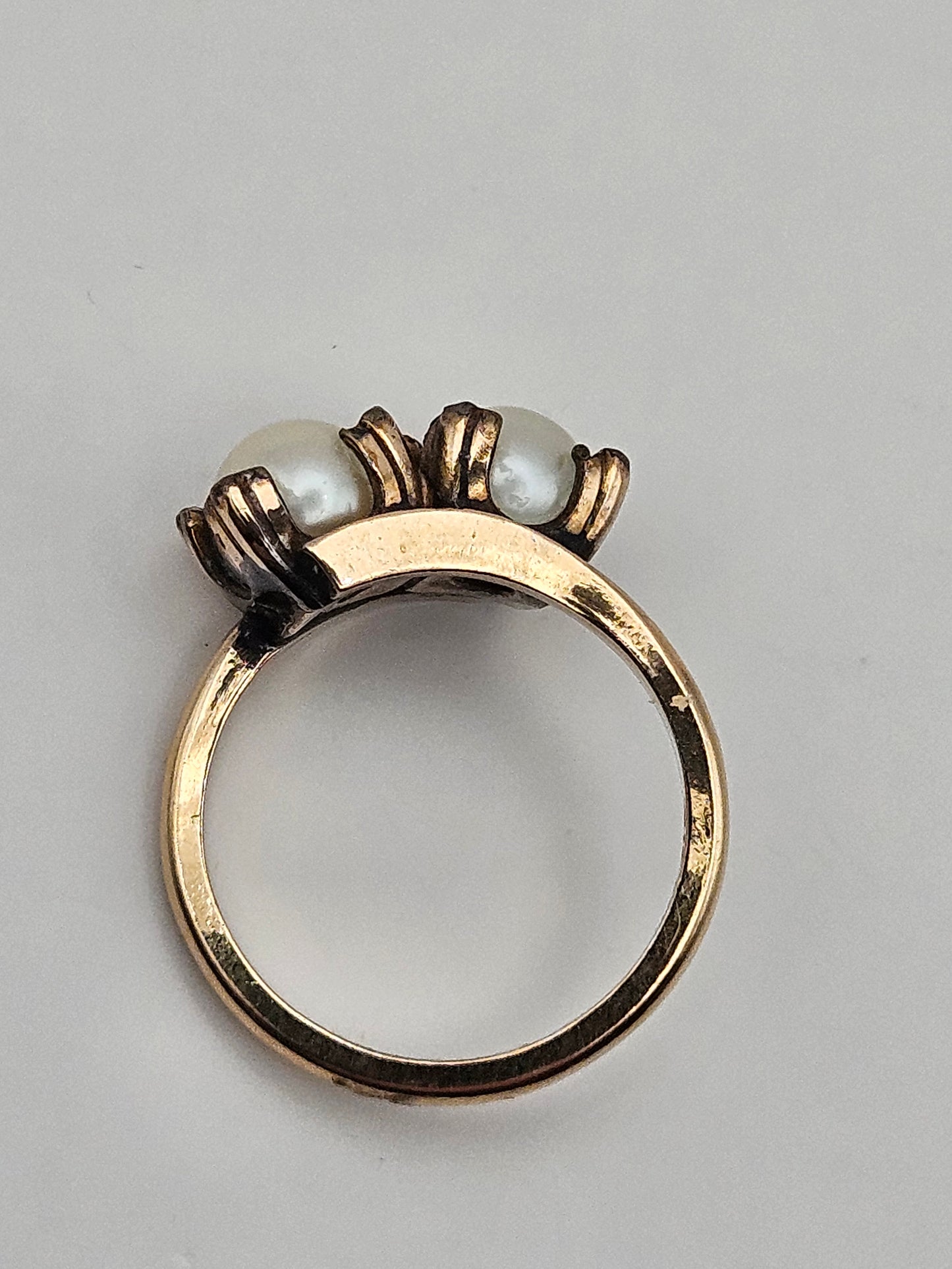 Vintage 1940's Cultured Pearl 12k Gold Filled Ring