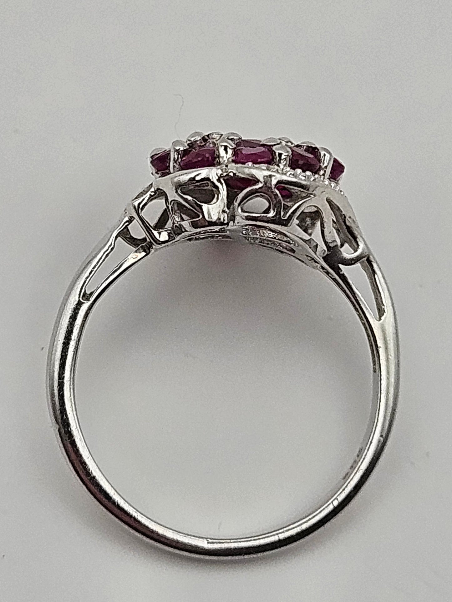 Vintage 1930's Ruby & Diamond Sterling Silver Ring