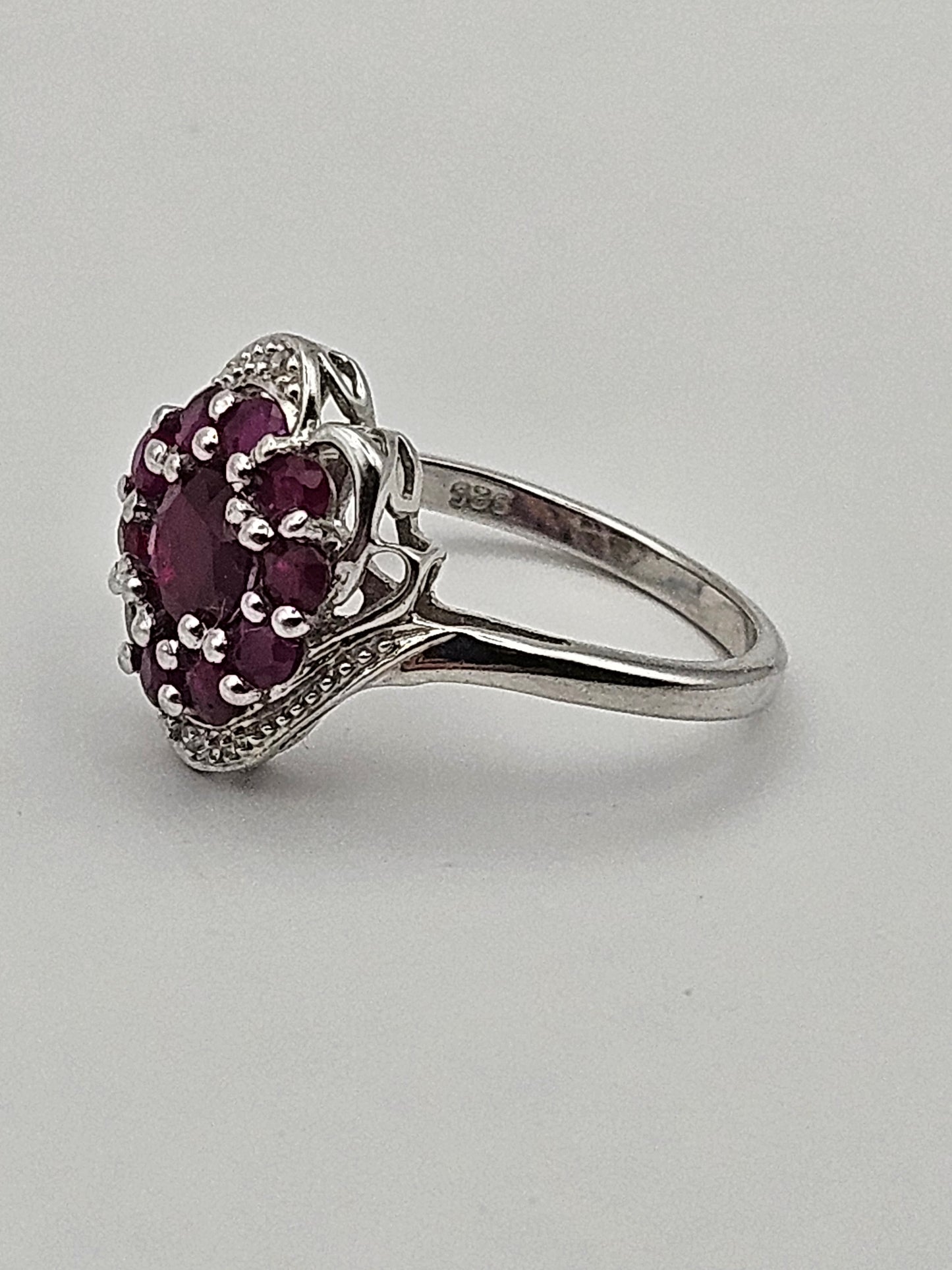 Vintage 1930's Ruby & Diamond Sterling Silver Ring