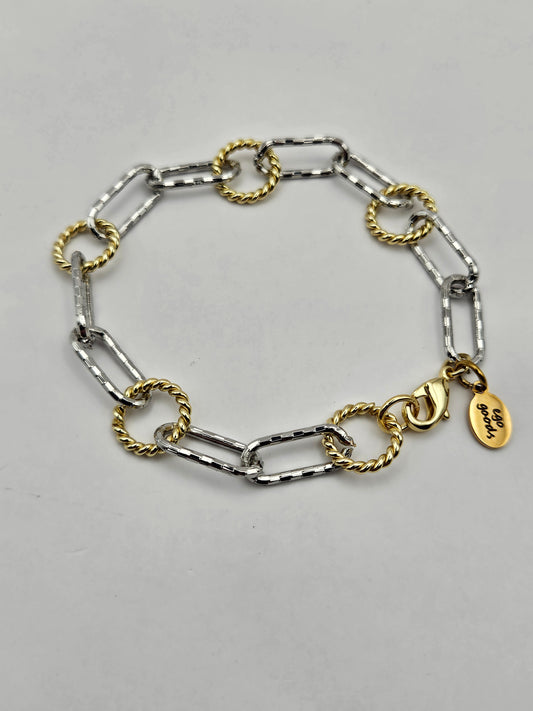14k Gold Filled Mixed Metal Link Bracelet