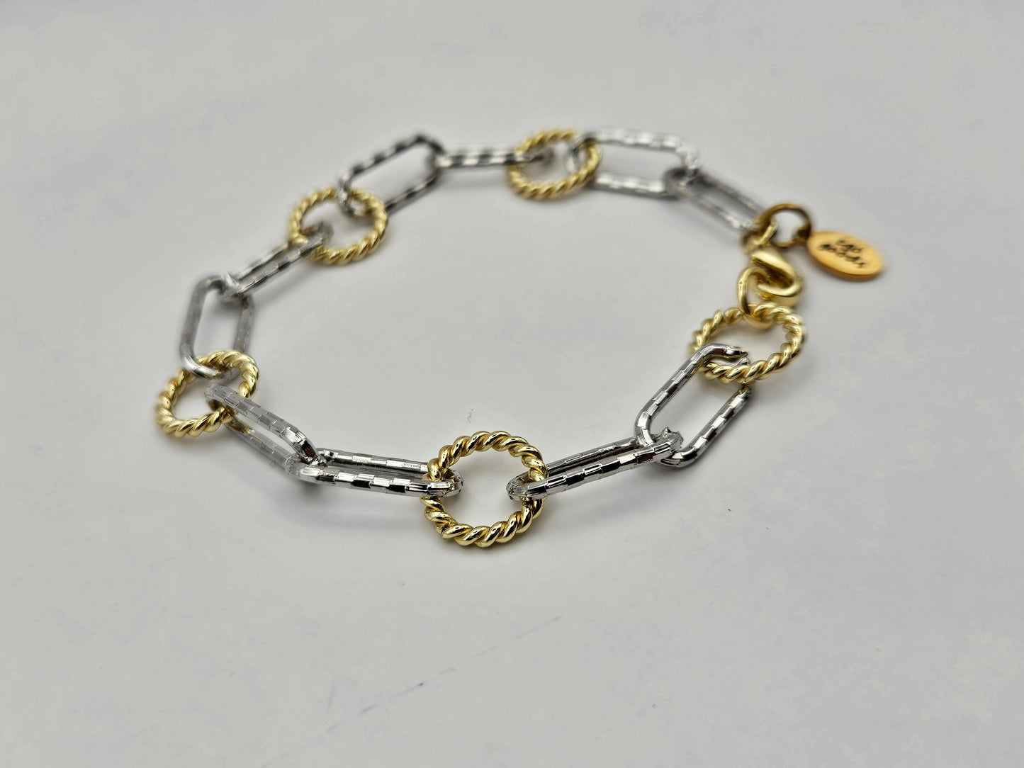 14k Gold Filled Mixed Metal Link Bracelet