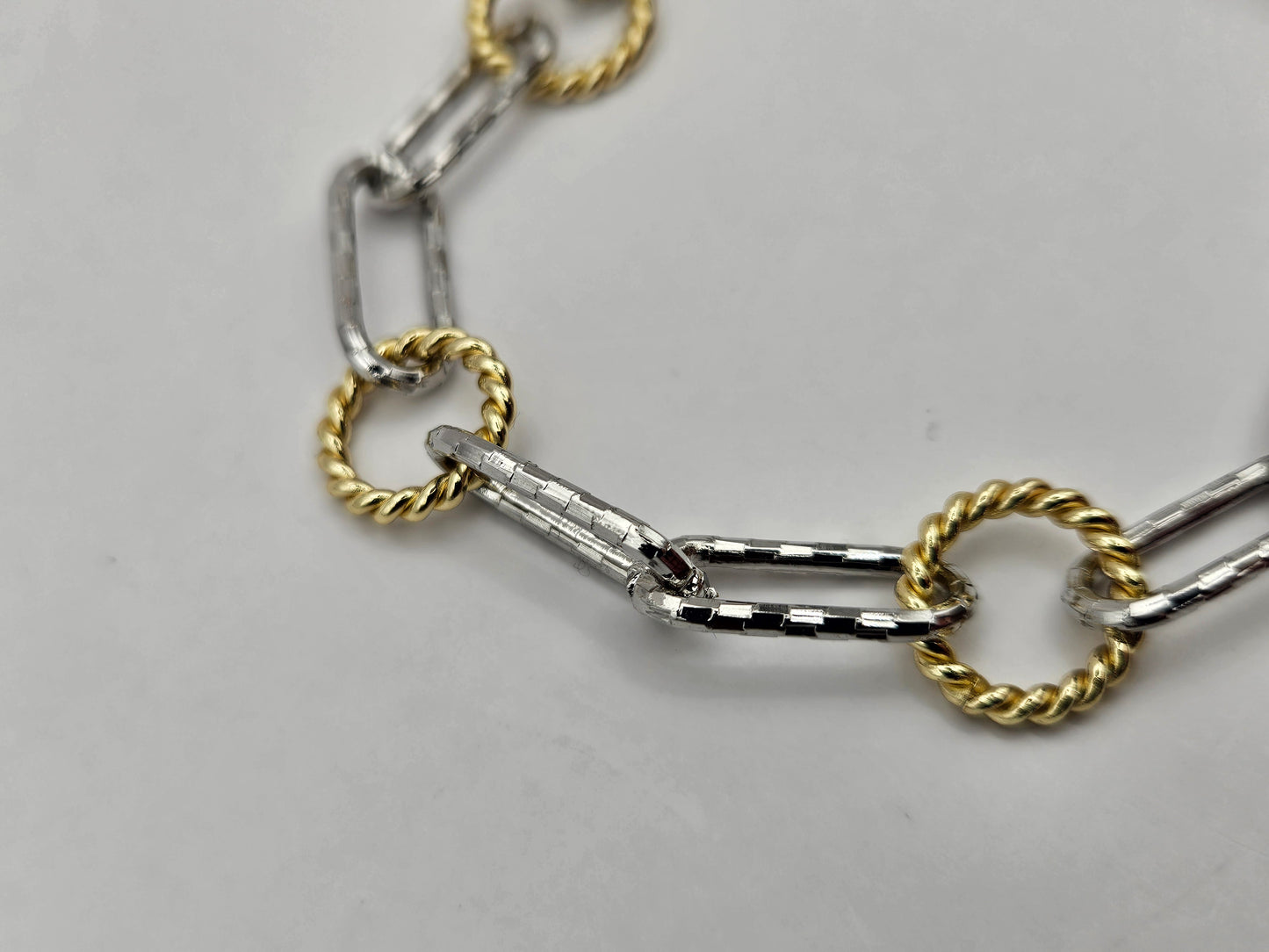 14k Gold Filled Mixed Metal Link Bracelet