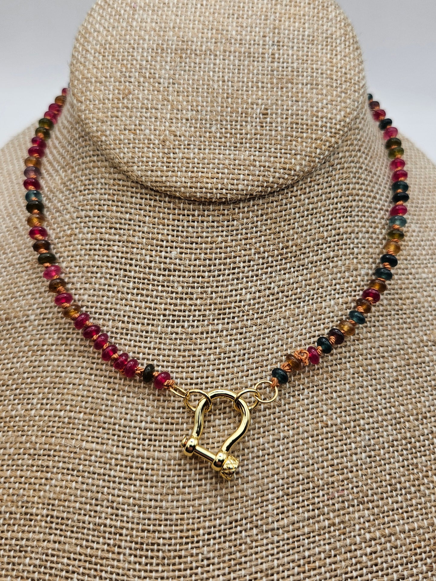 14k GF Tourmaline Carabiner Clasp Necklace
