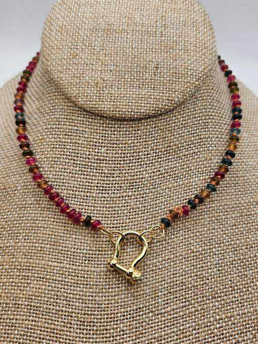 14k GF Tourmaline Carabiner Clasp Necklace