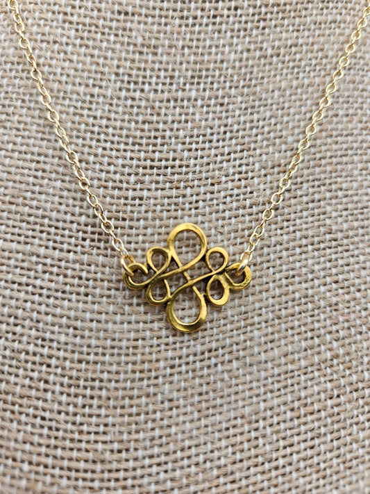 14k GF Filigree Swirl 2mm Dainty Cable Chain Necklace