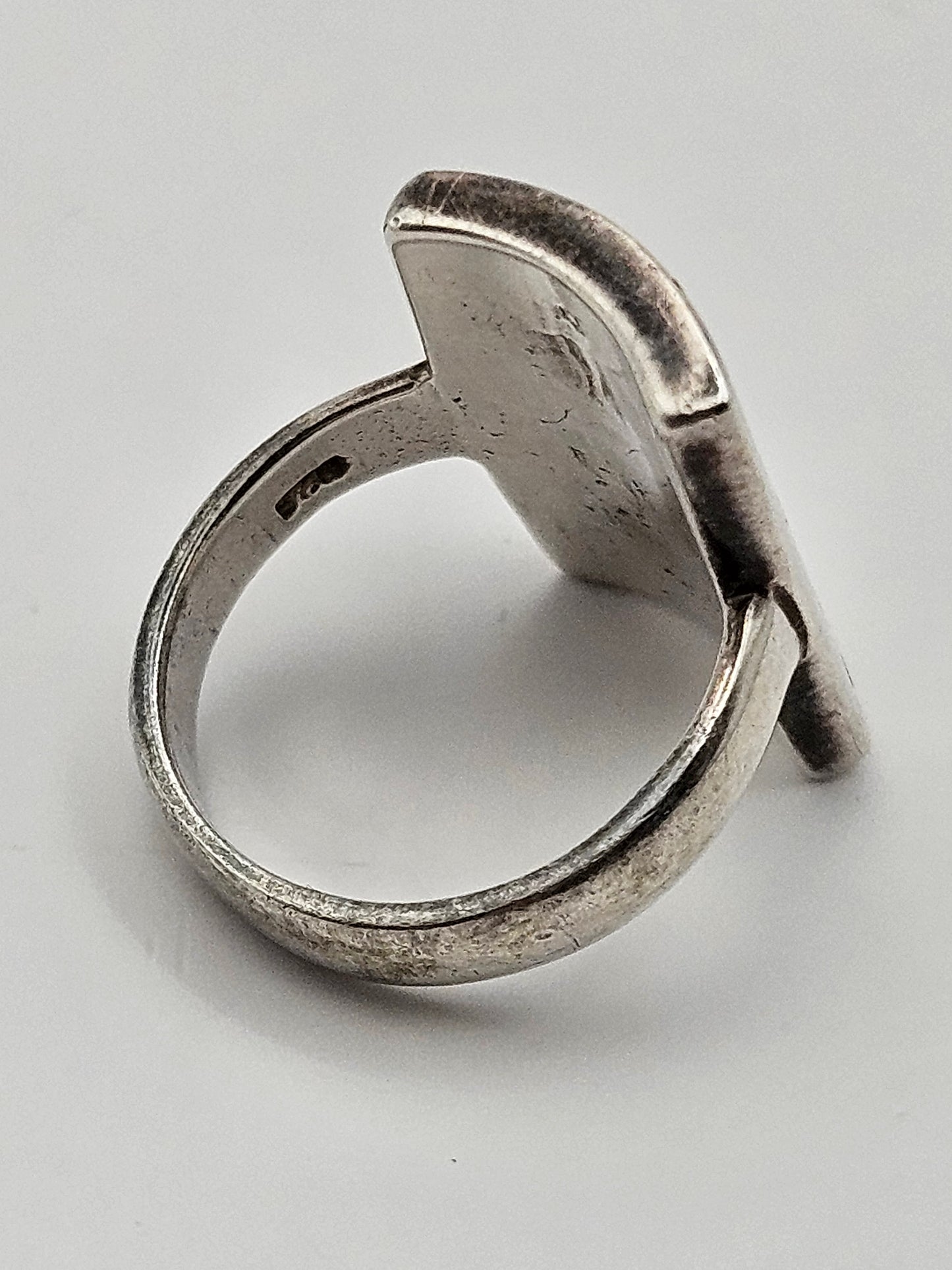 Antique Art Deco 20's MOP Mosaic Sterling Silver Ring