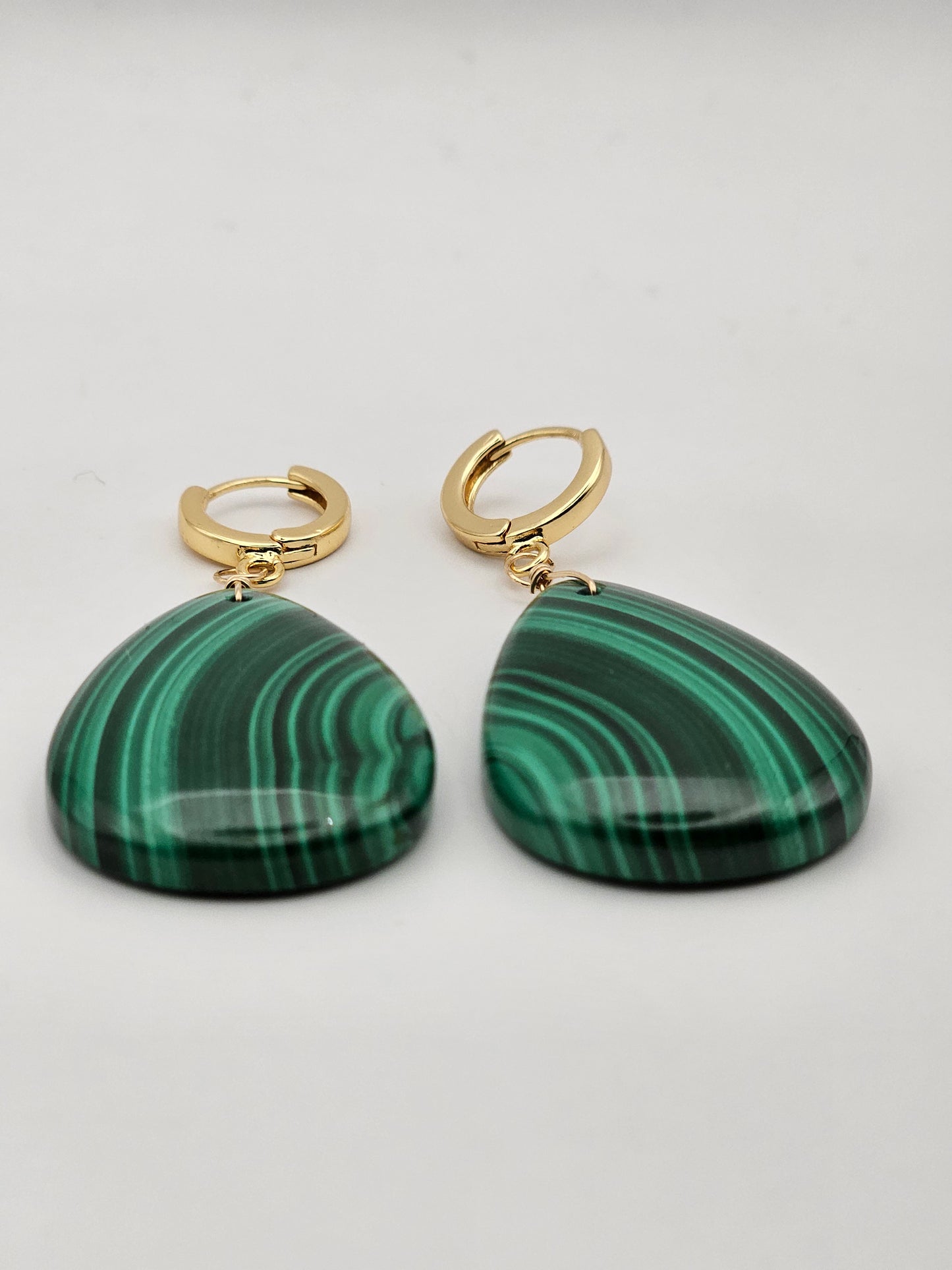 14k Gold Filled Malachite Large Teardrop Statement Earrings