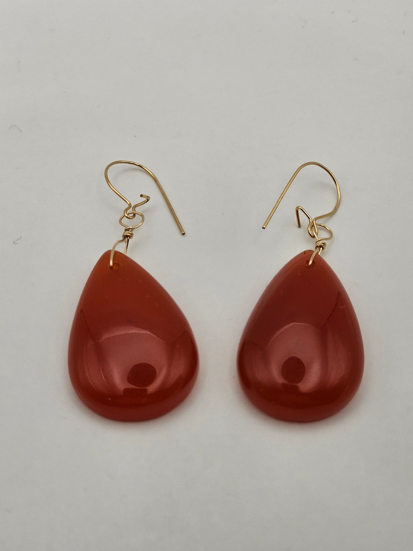 14k Gold Filled Red Quartz Large Teardrop Statement Earrings