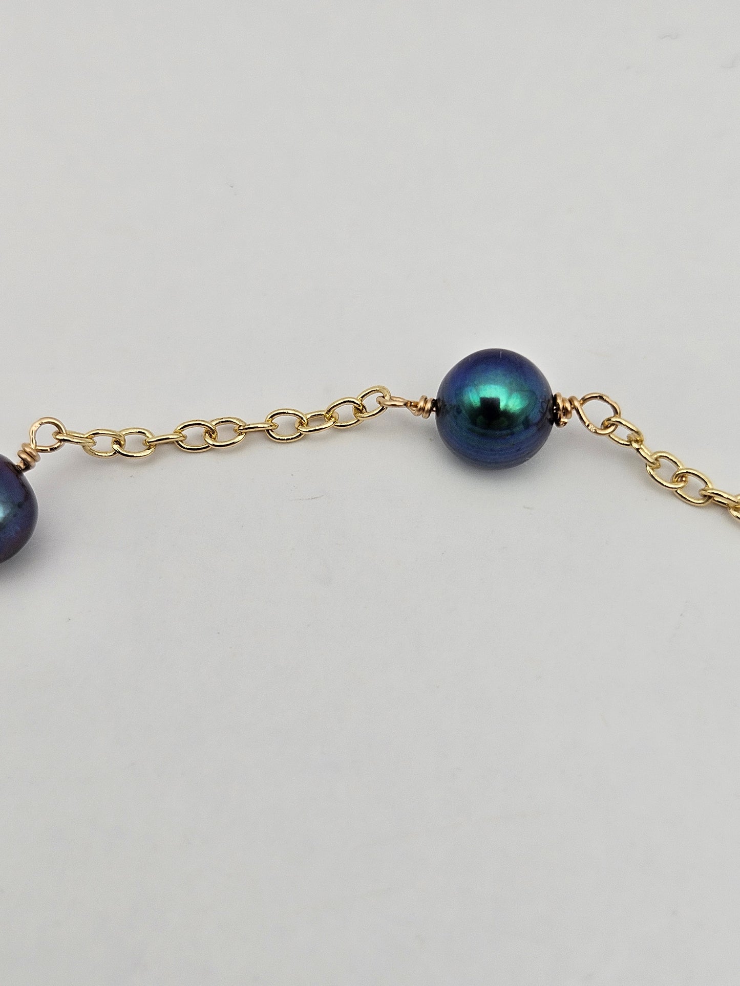 14k Gold Filled Freshwater Peacock Pearl Station Bracelet