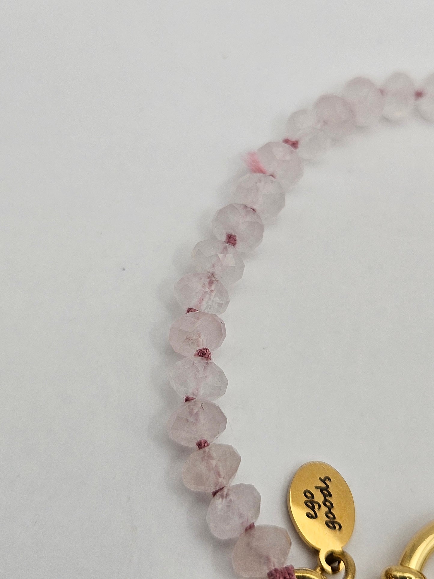 14kgf Pineapple Medallion Charm Freshwater Baroque Pearl Dangle Pink Quartz on Hand Knotted Silk Cord Bracelet