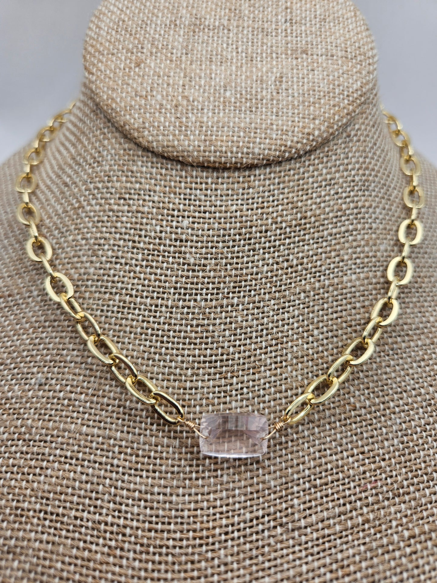 Amethyst "Pink" 14k Gold Filled Chunky Chain Necklace