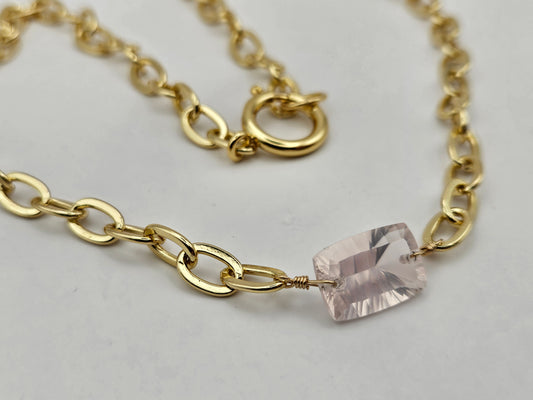 Amethyst "Pink" 14k Gold Filled Chunky Chain Necklace