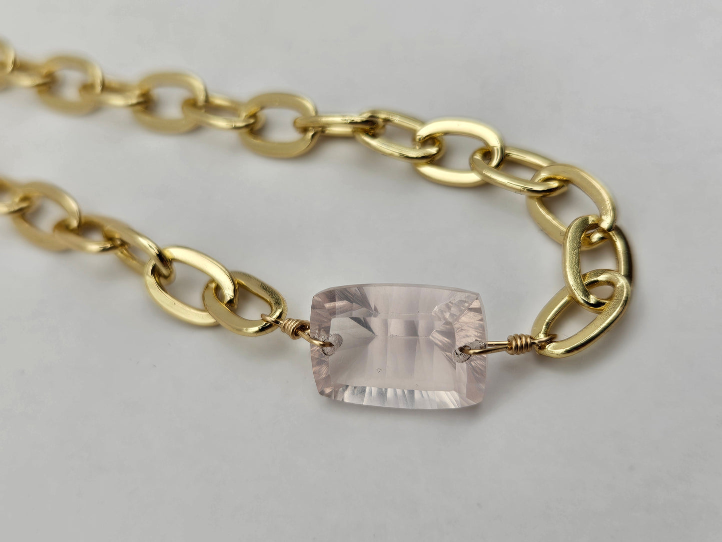 Amethyst "Pink" 14k Gold Filled Chunky Chain Necklace