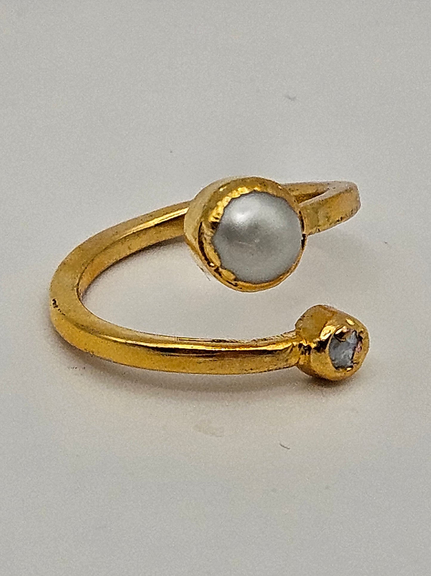14k Gold Filled Double Freshwater Pearl Wrap Ring (Adjustable)