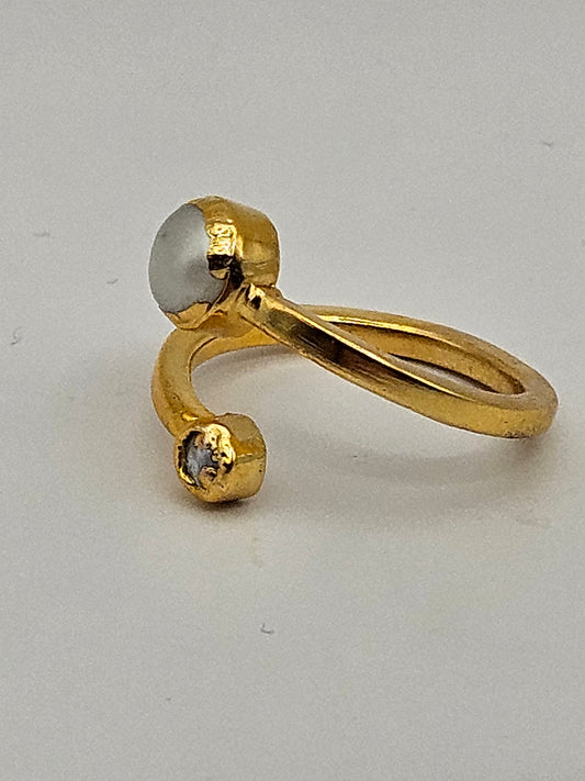 14k Gold Filled Double Freshwater Pearl Wrap Ring (Adjustable)