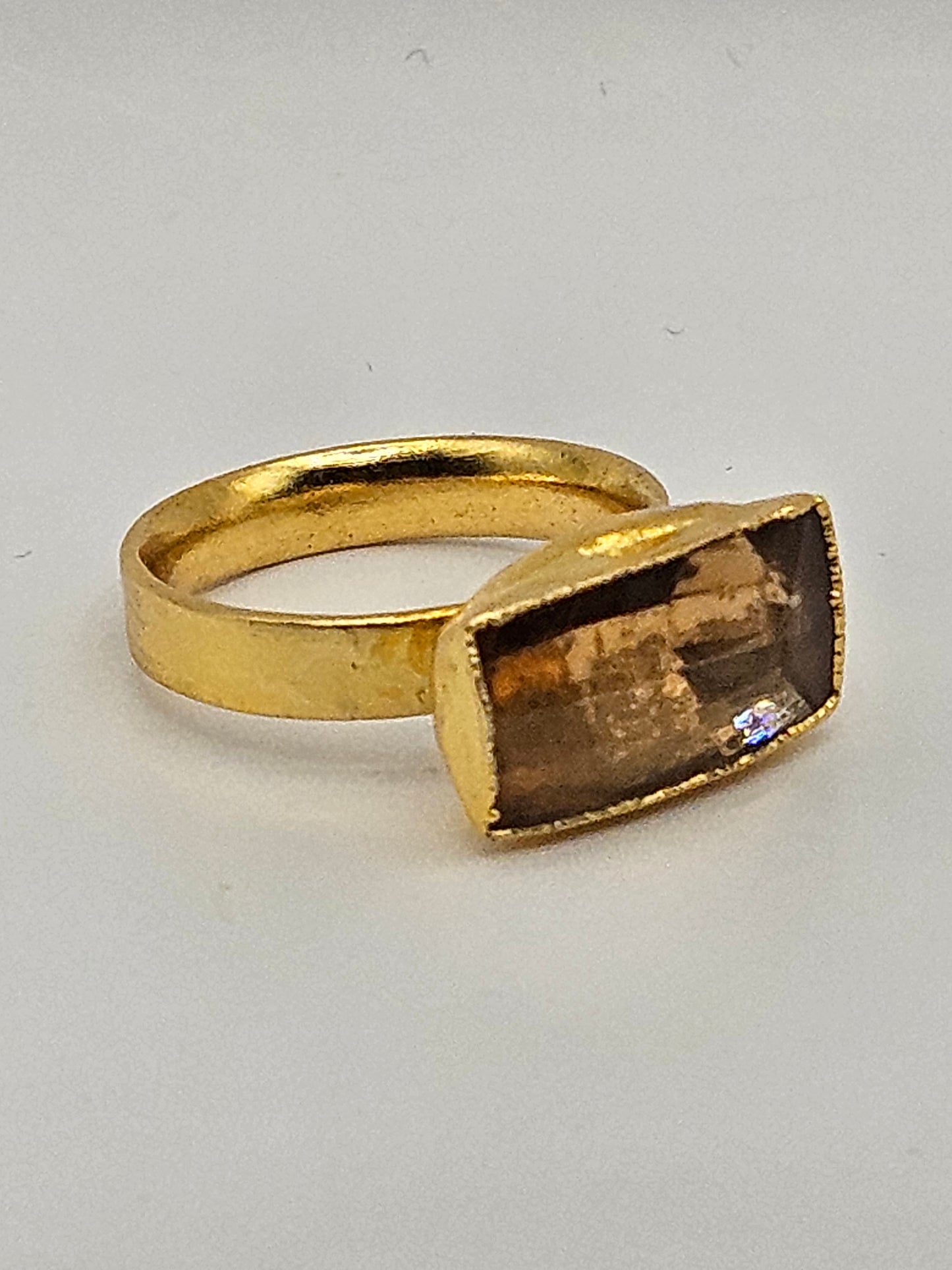 Citrine/Cognac Topaz 14k Gold Filled Bezel Set Ring