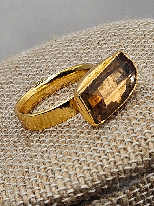 Citrine/Cognac Topaz 14k Gold Filled Bezel Set Ring