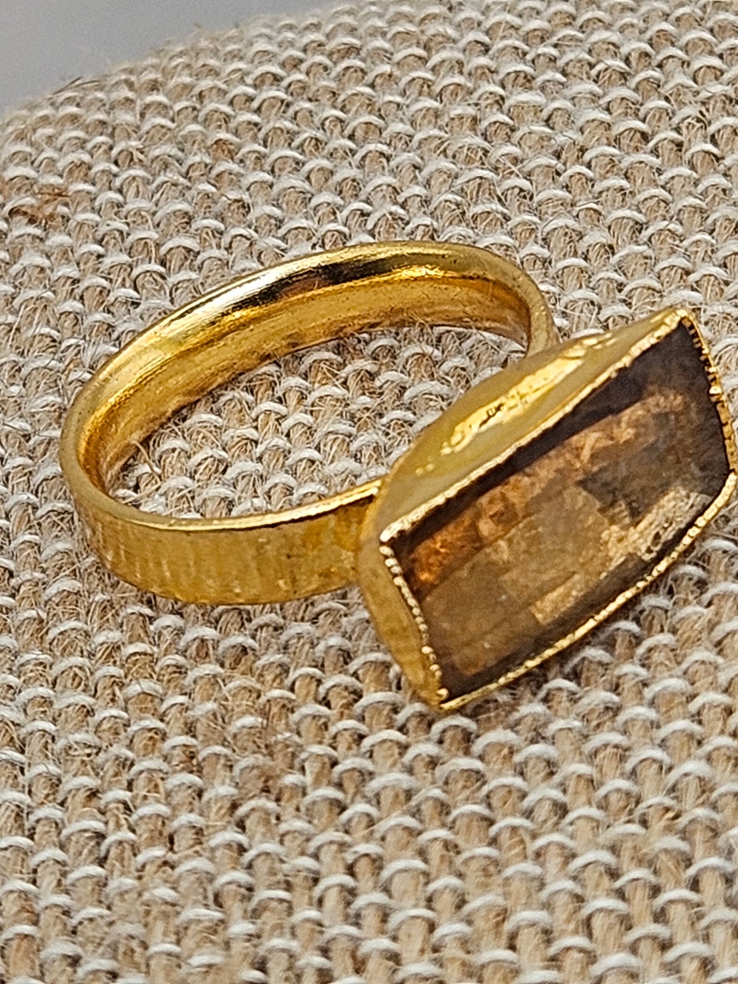 Citrine/Cognac Topaz 14k Gold Filled Bezel Set Ring