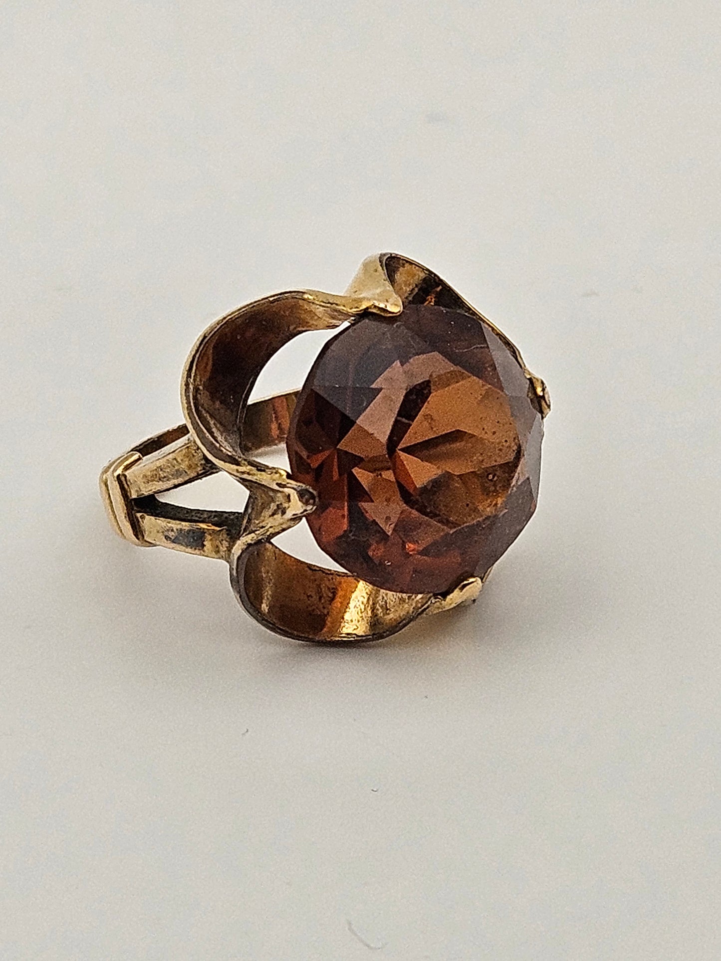 Vintage 50's 12k GF Citrine/Cognac Topaz Ring