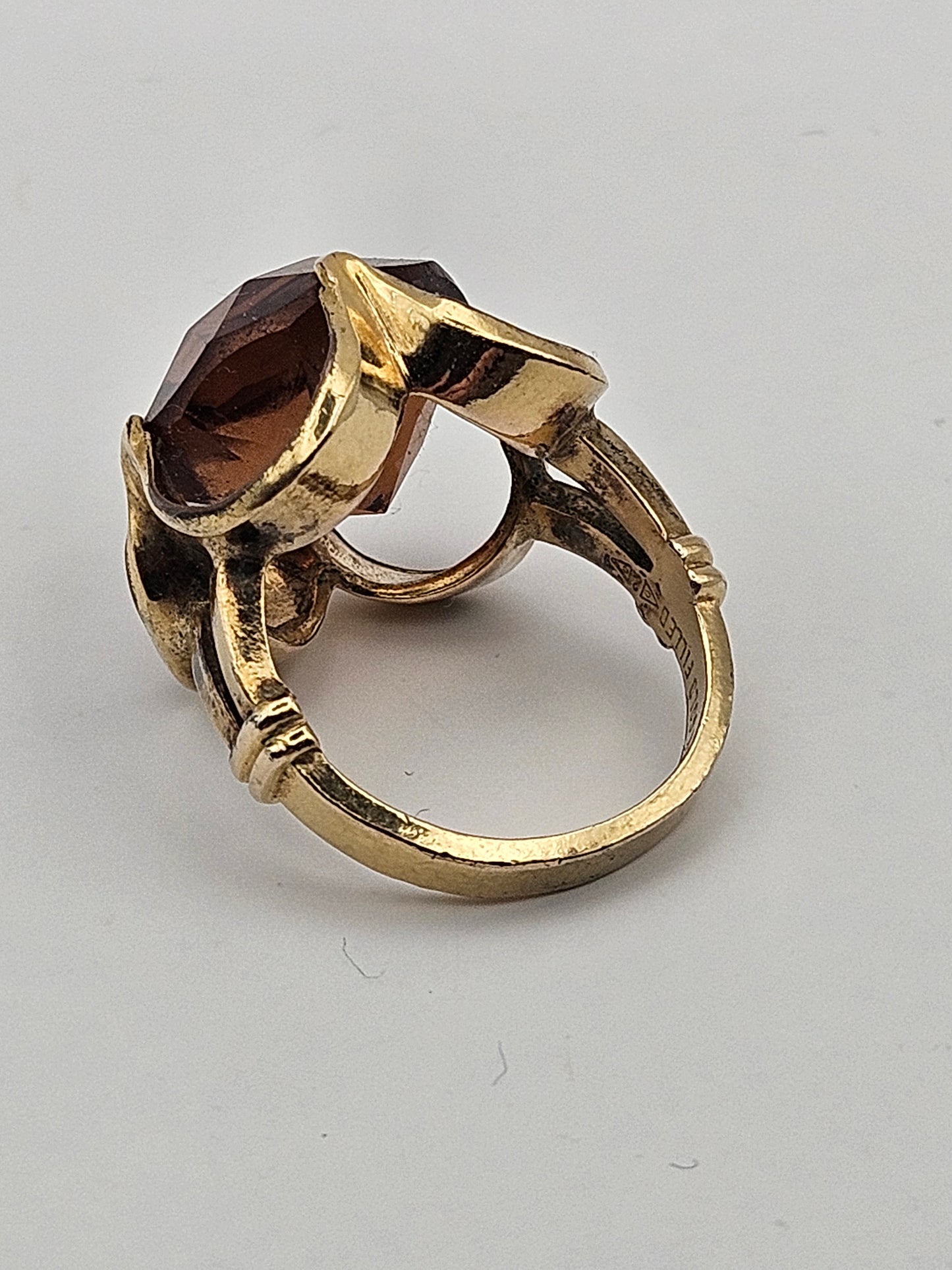 Vintage 50's 12k GF Citrine/Cognac Topaz Ring