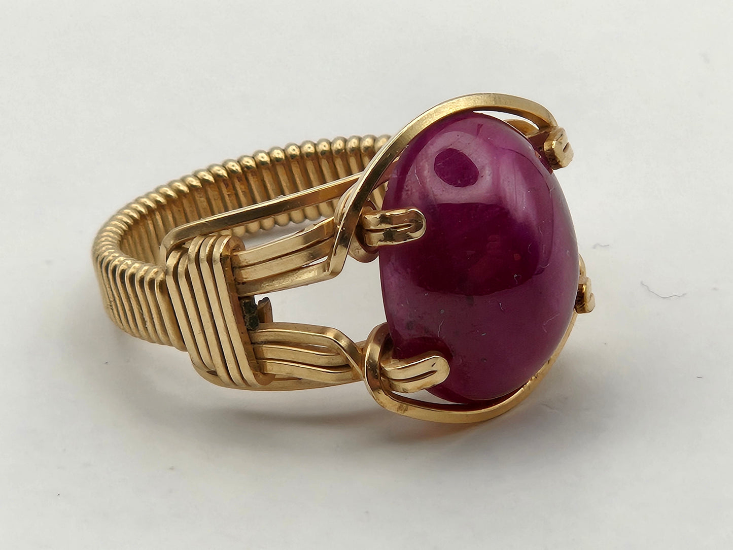 Antique 1920's Ruby Cabochon 12k Gold Filled Ring