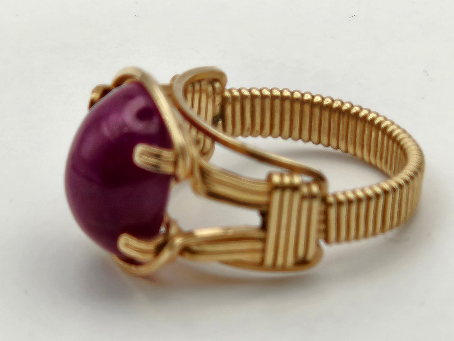 Antique 1920's Ruby Cabochon 12k Gold Filled Ring