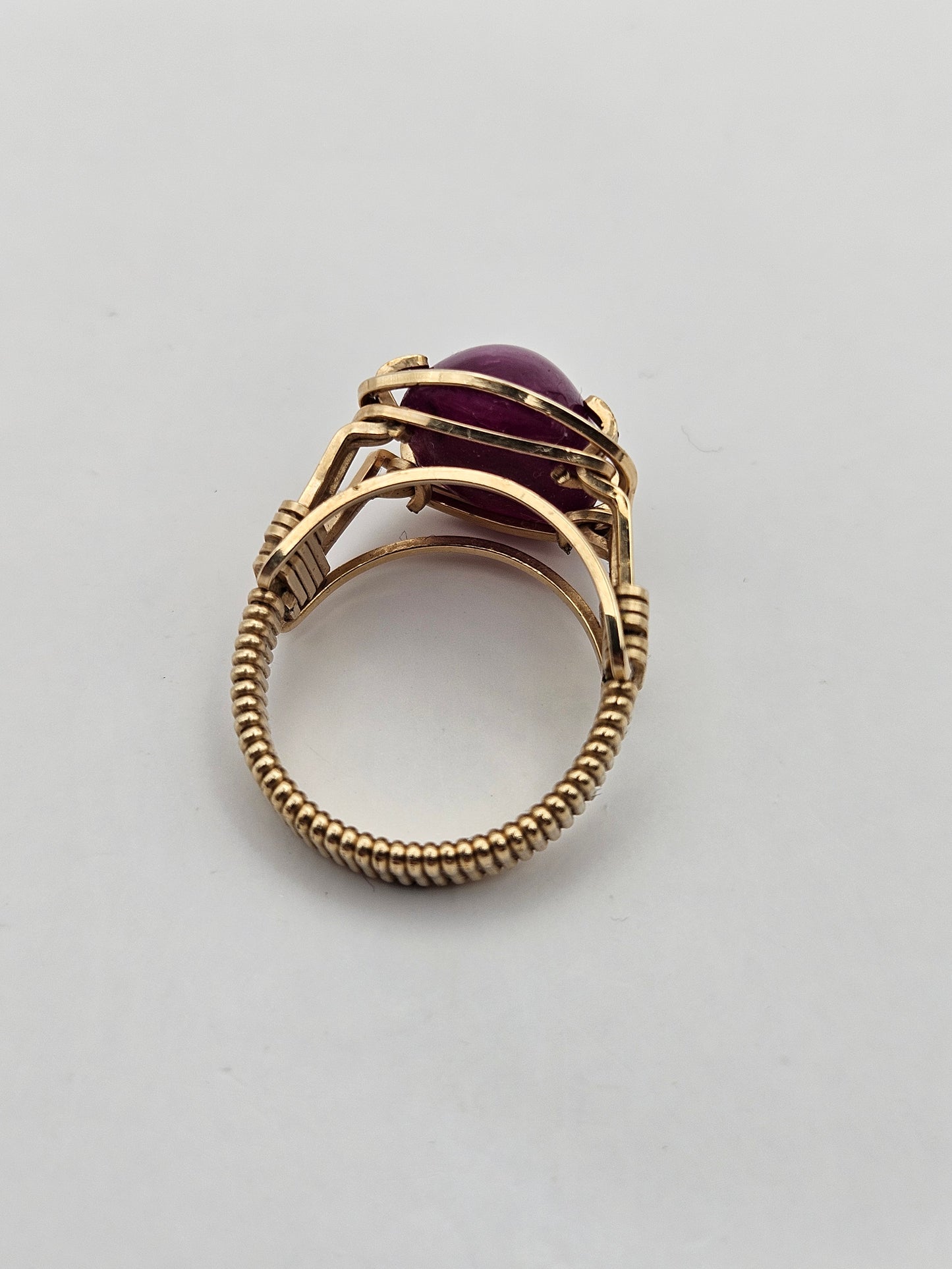Antique 1920's Ruby Cabochon 12k Gold Filled Ring