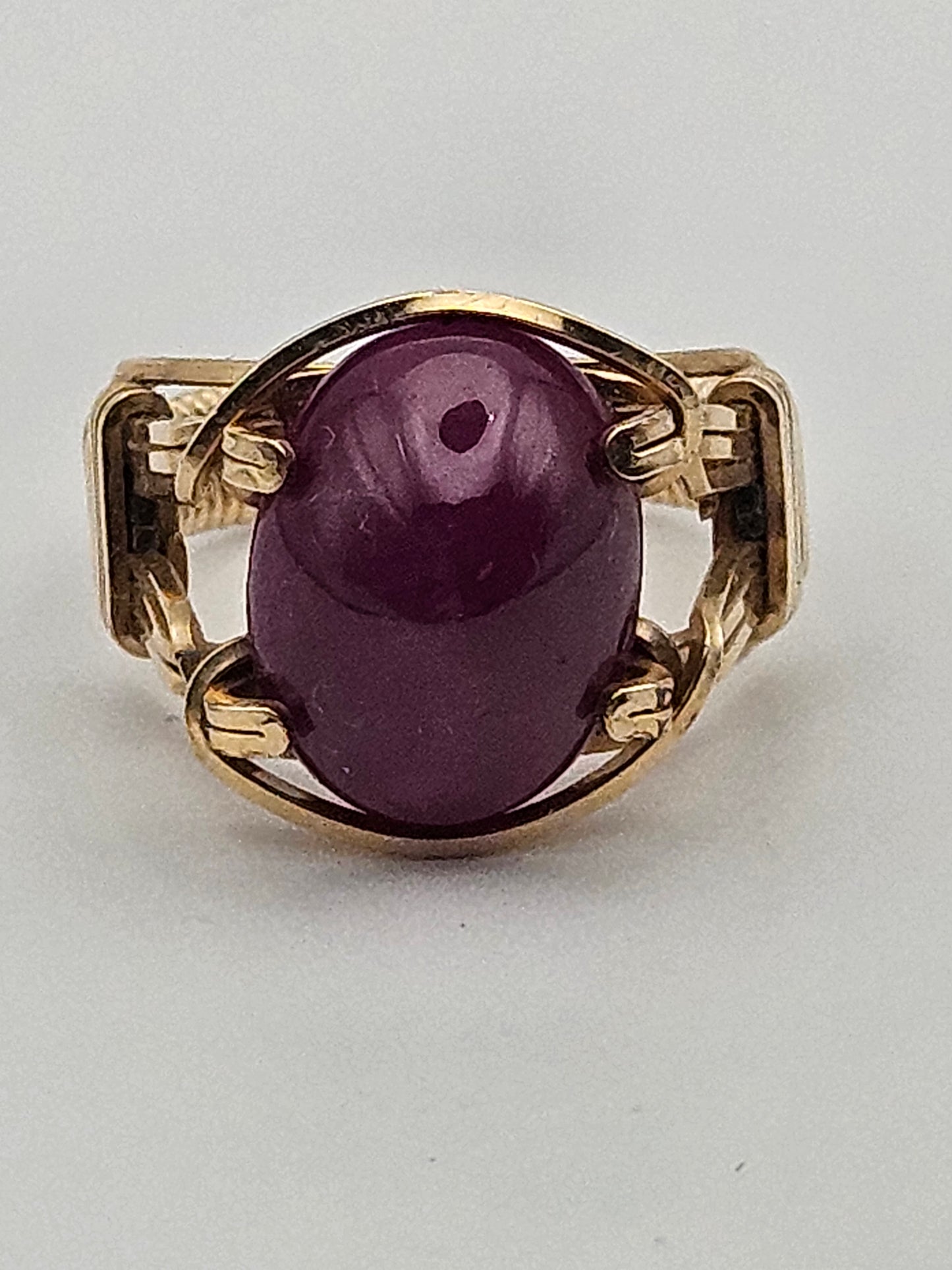 Antique 1920's Ruby Cabochon 12k Gold Filled Ring