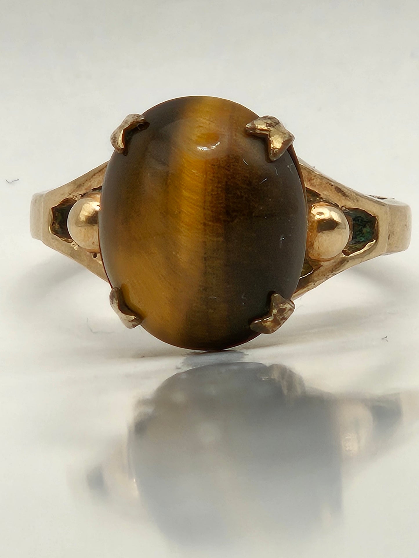 12kgf Vintage 1940's Prong Set Tigers Eye Ring