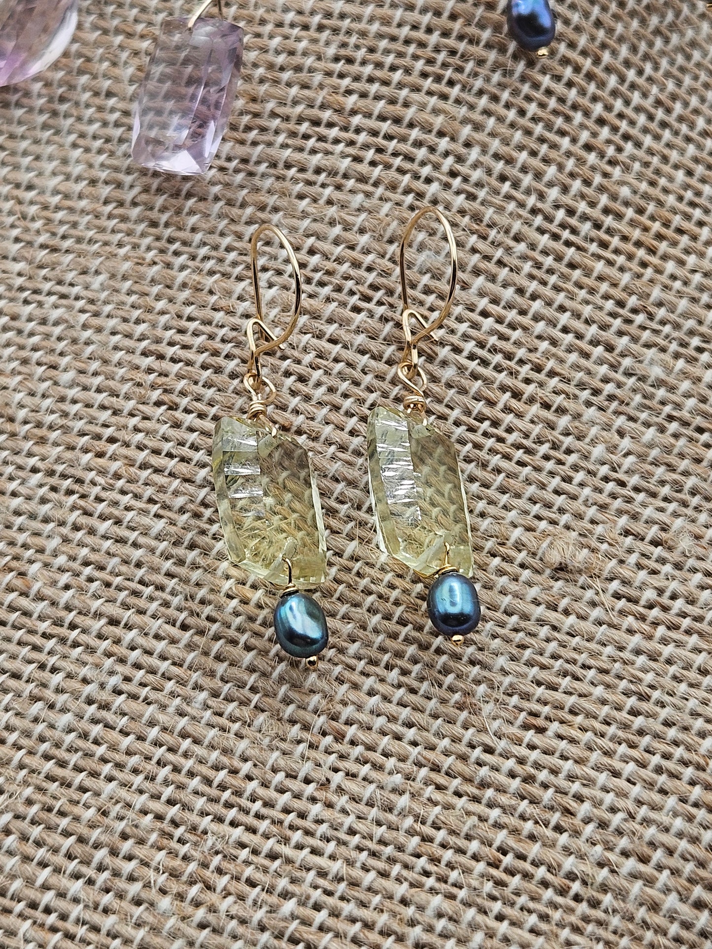 Peridot Freshwater Peacock Pearl 14k Gold Filled Dangle Earrings