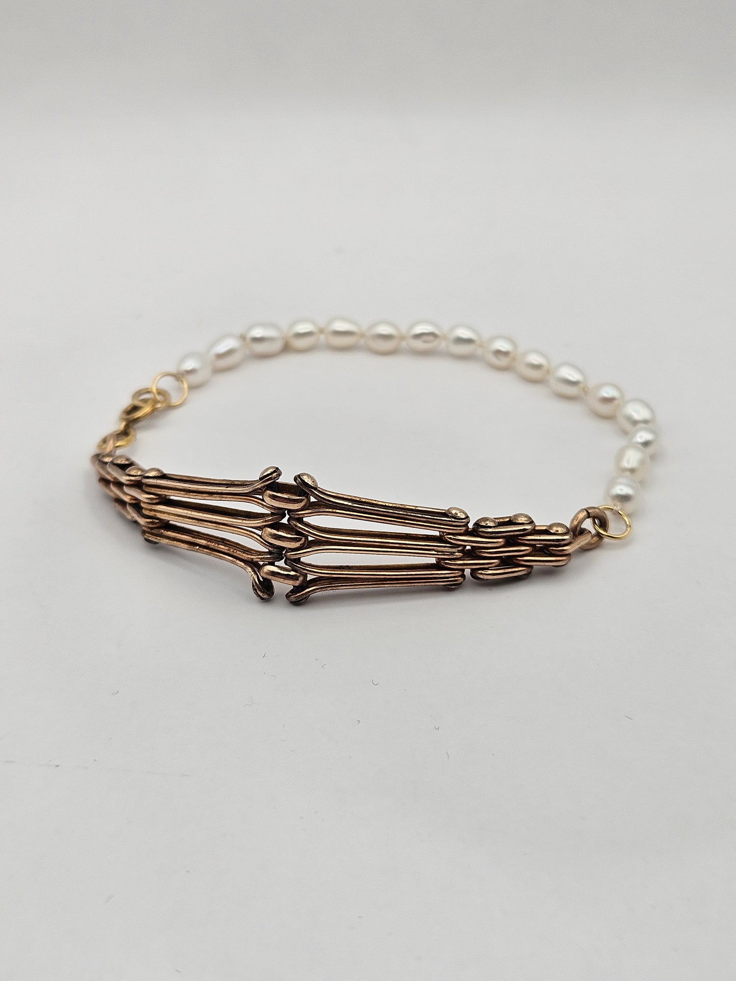Antique 1920's 12kgf Vest Watch Chain Freshwater Rice Pearl Bracelet