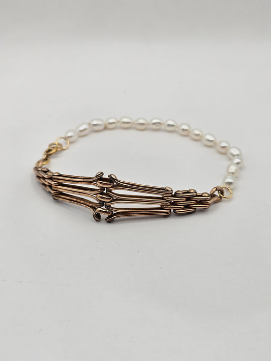 Antique 1920's 12kgf Vest Watch Chain Freshwater Rice Pearl Bracelet