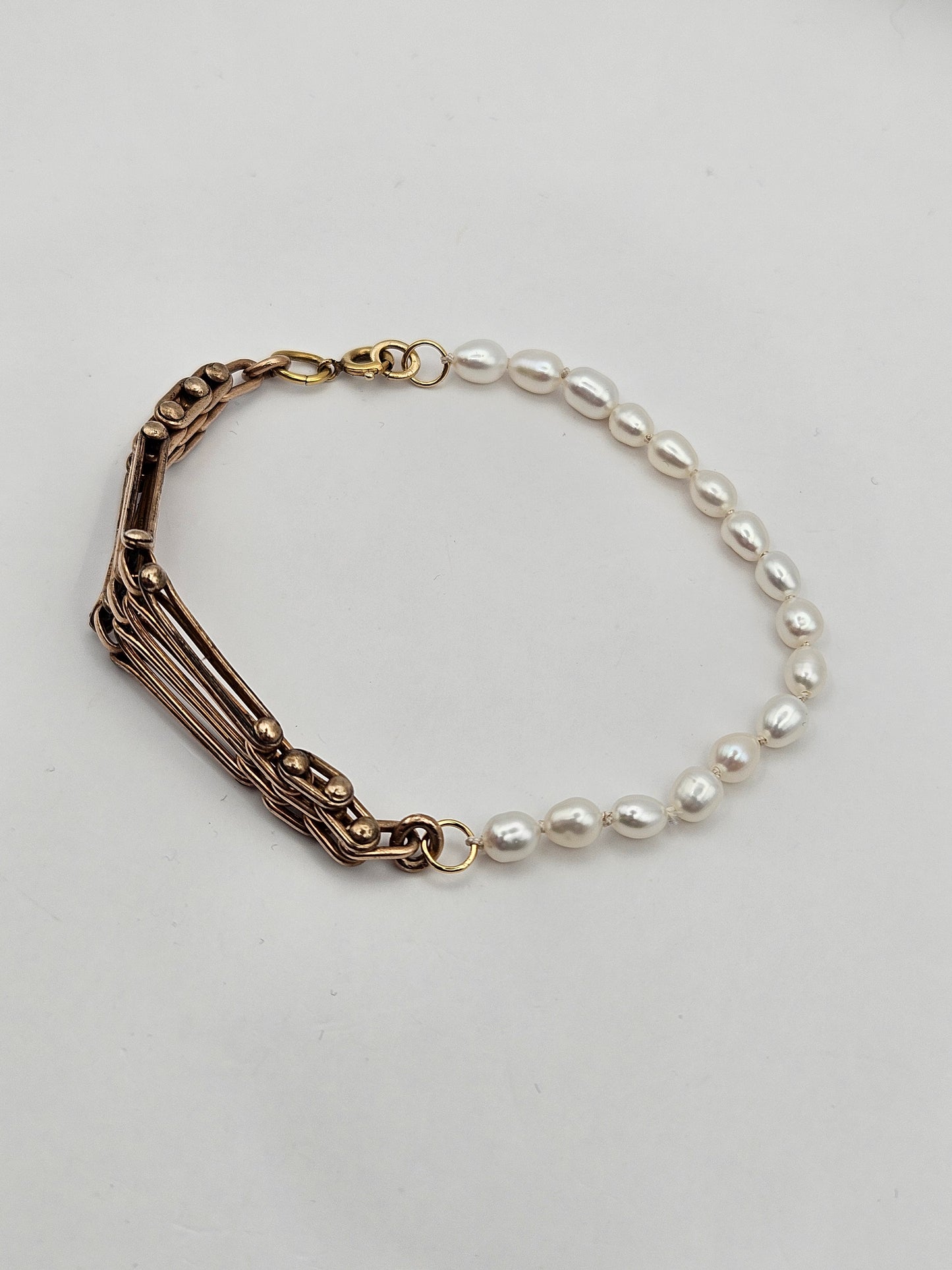 Antique 1920's 12kgf Vest Watch Chain Freshwater Rice Pearl Bracelet
