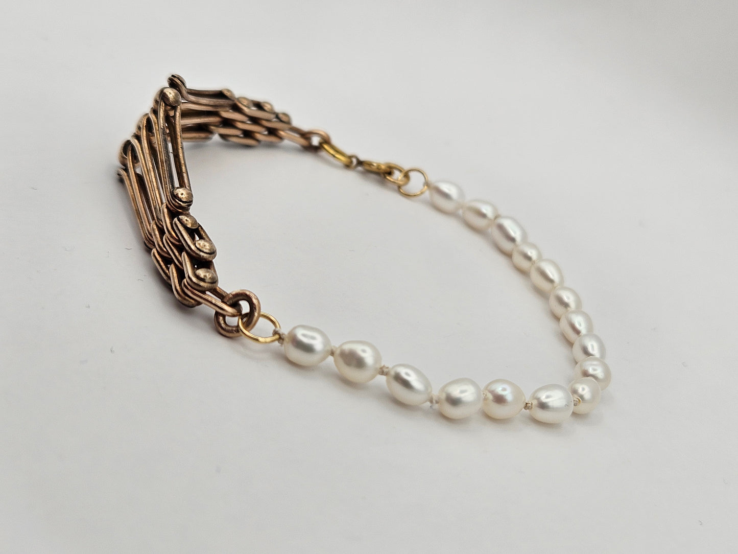 Antique 1920's 12kgf Vest Watch Chain Freshwater Rice Pearl Bracelet