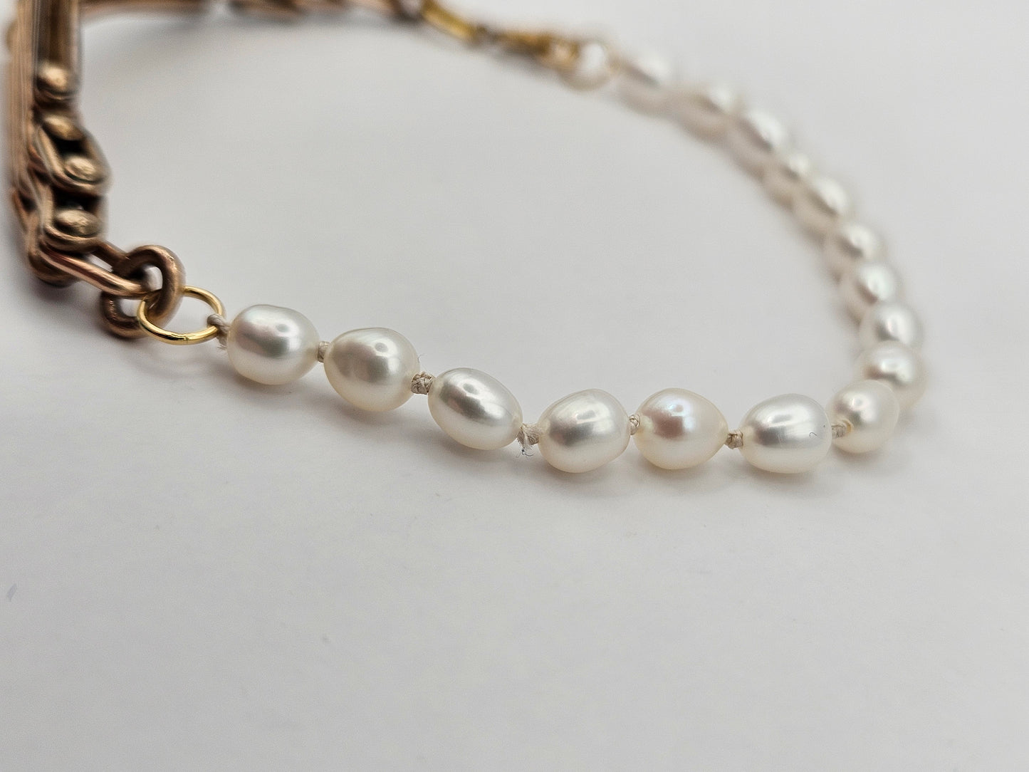 Antique 1920's 12kgf Vest Watch Chain Freshwater Rice Pearl Bracelet
