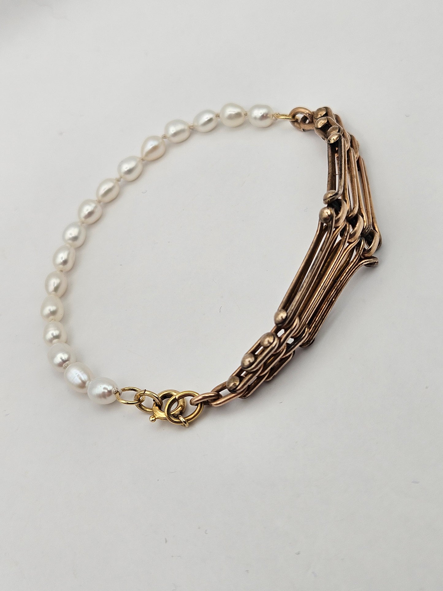 Antique 1920's 12kgf Vest Watch Chain Freshwater Rice Pearl Bracelet