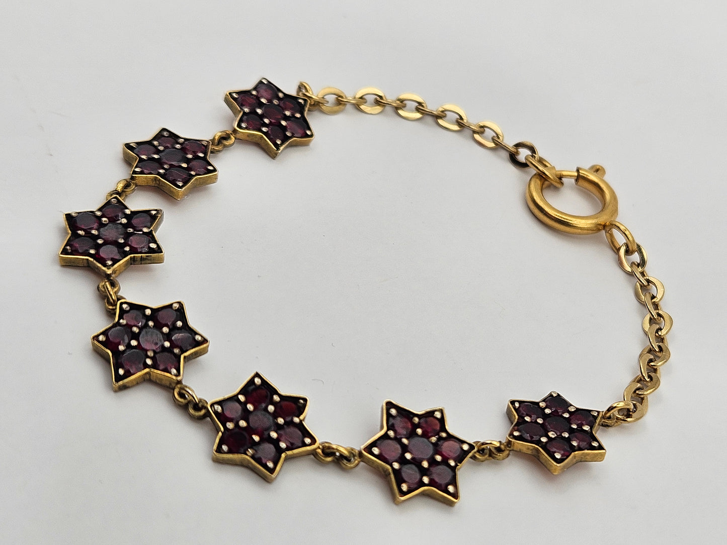 Vintage 1950's Garnet Stars 14kGF Chain Bracelet