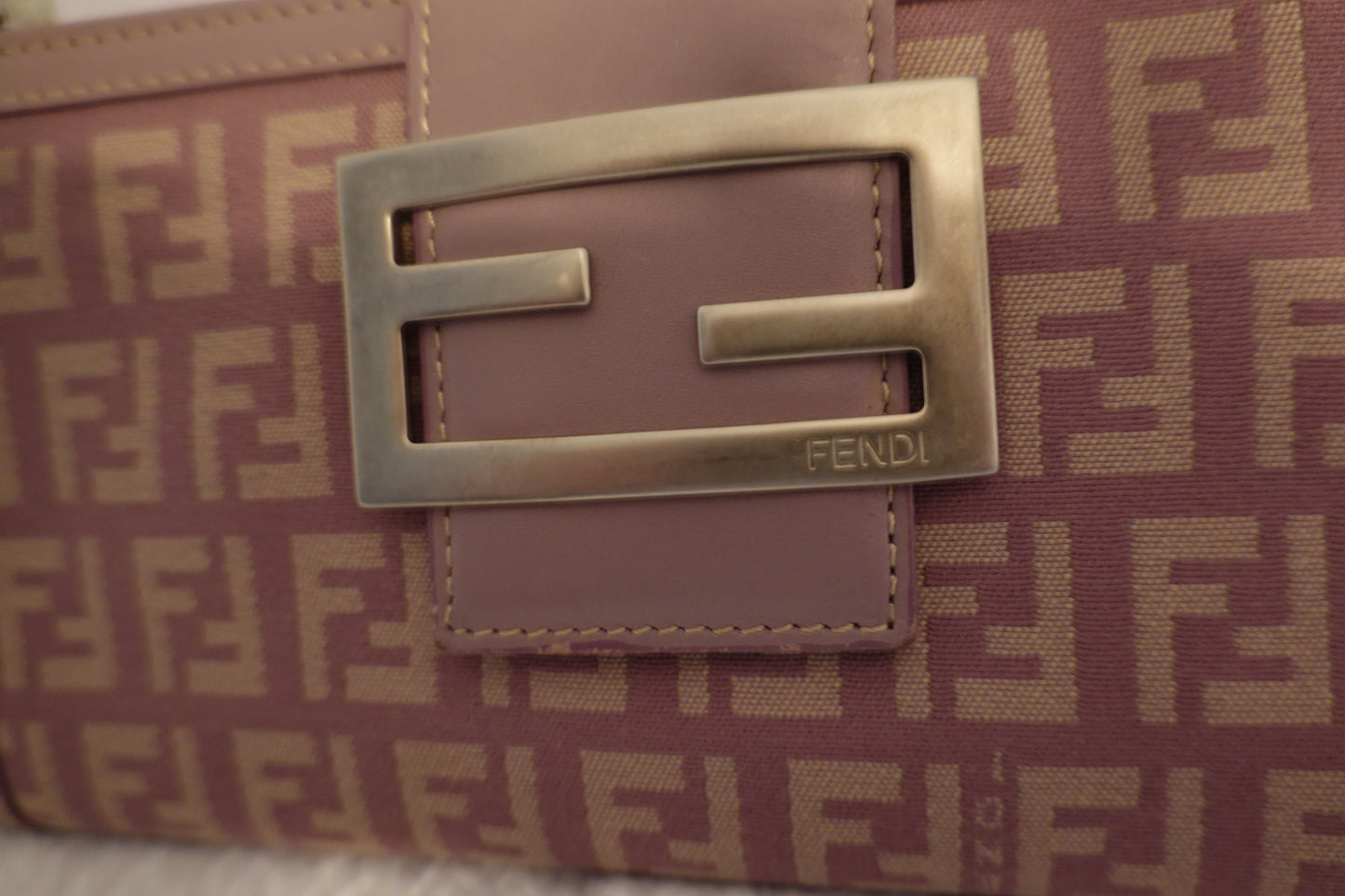 Fendi Vintage FF Zucchino Canvas Long (EUC) Wallet (Crossbody/WOC) Lilac/Purple-Beige